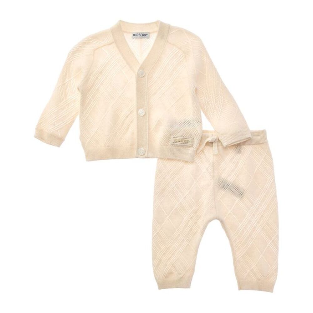 Burberry Girls  2Pc Cashmere Cardigan & Pant Set, White